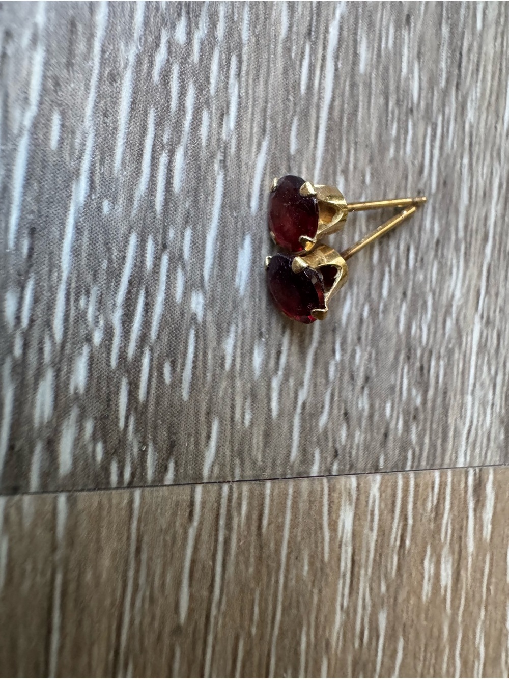 14k garnet earring studs with no earring backs included